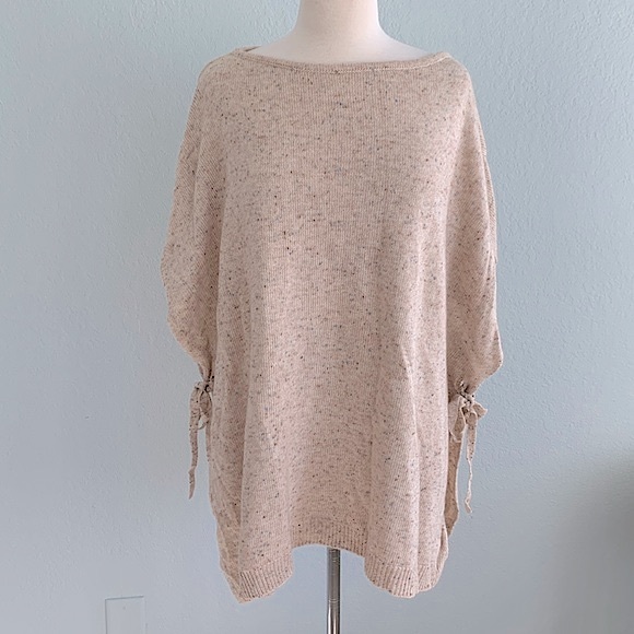 LOFT Flecked Side Tie Poncho Sweater - Picture 3 of 13